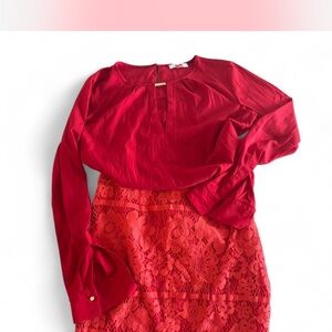 Red floral Lace Skirt